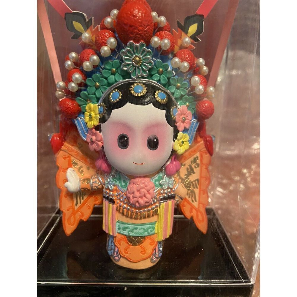Hua Mulan Doll in Plexiglass Box Oriental Porcelain 3D Art Hand Painted Figurine